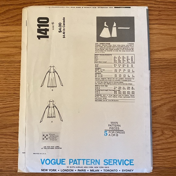 VTG ‘70s Vogue Carol Horn UNCUT Pattern - Picture 2 of 8